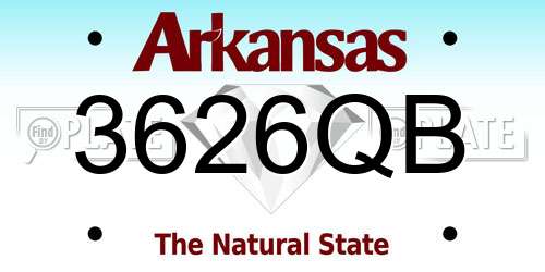 3626QB Arkansas License Plate