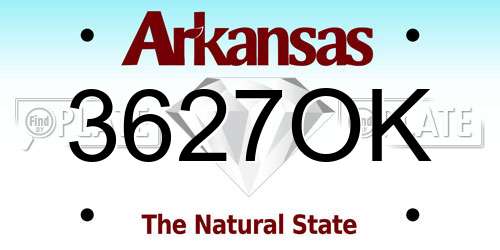 3627OK Arkansas License Plate