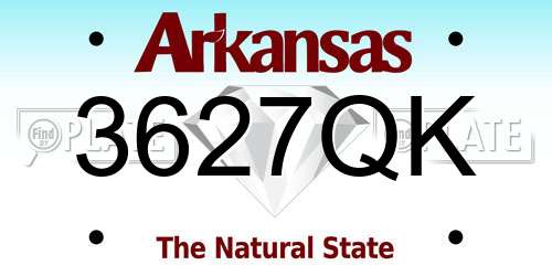 3627QK Arkansas License Plate