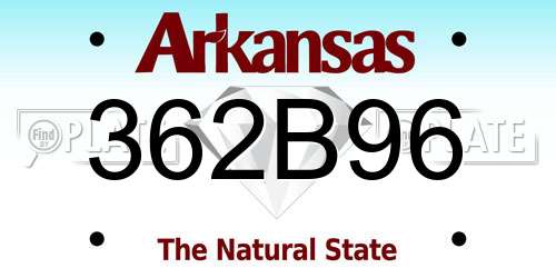 362B96 Arkansas License Plate