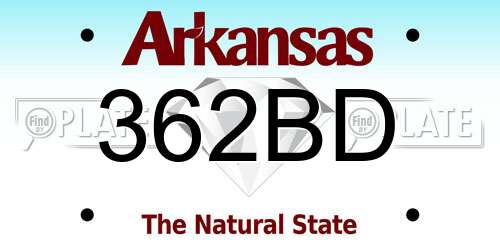 362BD Arkansas License Plate