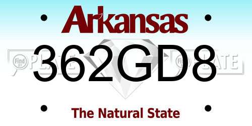 362GD8 Arkansas License Plate