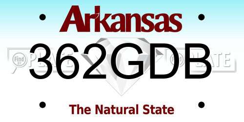 362GDB Arkansas License Plate