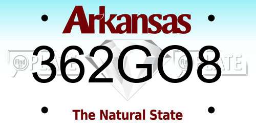 362GO8 Arkansas License Plate