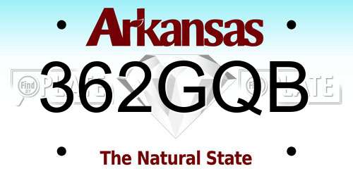 362GQB Arkansas License Plate