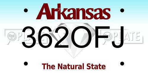 362OFJ Arkansas License Plate