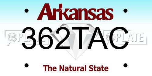 362TAC Arkansas License Plate