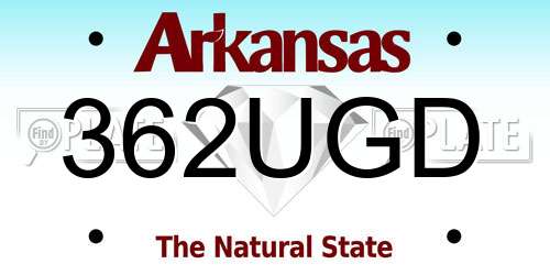 362UGD Arkansas License Plate