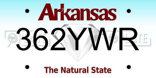 362YWR Arkansas License Plate