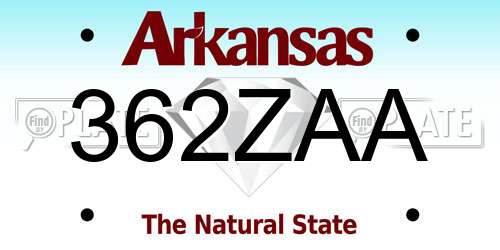 362ZAA Arkansas License Plate