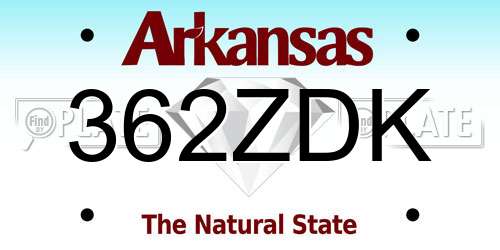 362ZDK Arkansas License Plate
