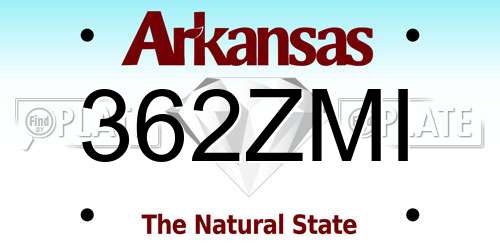 362ZMI Arkansas License Plate