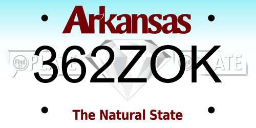 362ZOK Arkansas License Plate