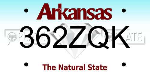 362ZQK Arkansas License Plate