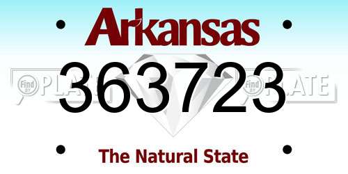 363723 Arkansas License Plate