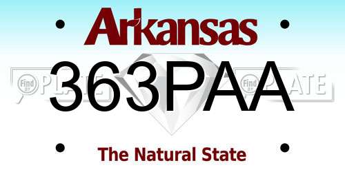363PAA Arkansas License Plate