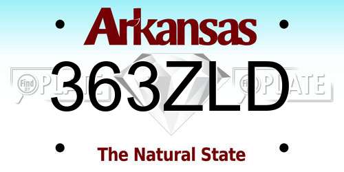363ZLD Arkansas License Plate