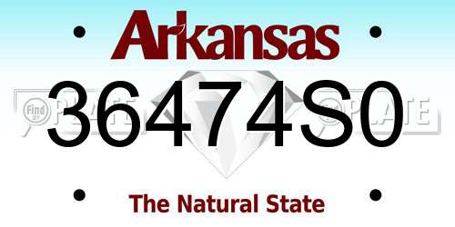 36474S0 Arkansas License Plate