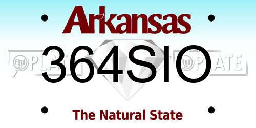 364SIO Arkansas License Plate