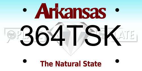 364TSK Arkansas License Plate
