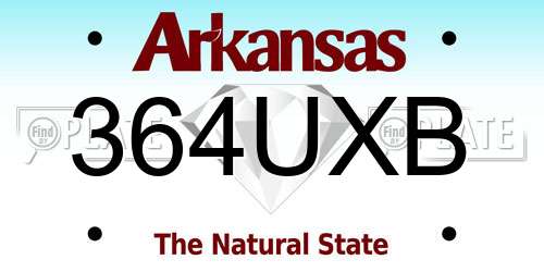 364UXB Arkansas License Plate