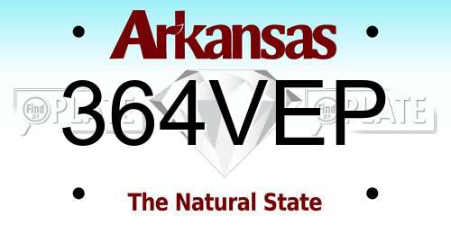 364VEP Arkansas License Plate