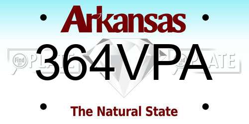 364VPA Arkansas License Plate