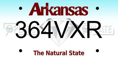 364VXR Arkansas License Plate
