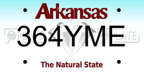 364YME Arkansas License Plate