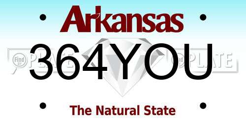 364YOU Arkansas License Plate