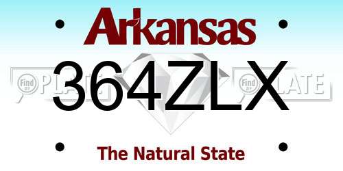 364ZLX Arkansas License Plate