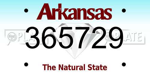 365729 Arkansas License Plate