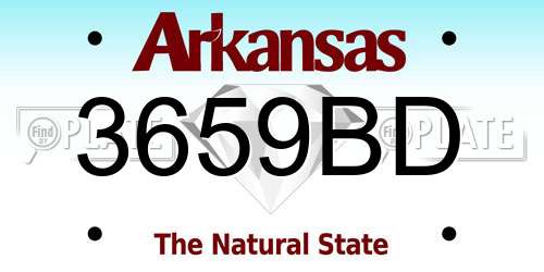 3659BD Arkansas License Plate