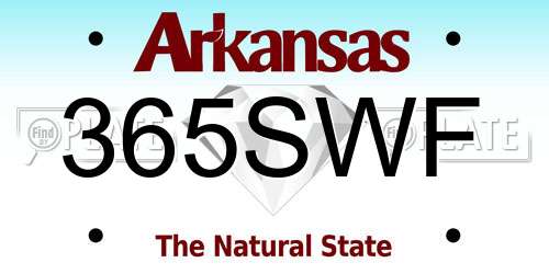 365SWF Arkansas License Plate
