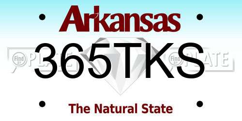 365TKS Arkansas License Plate