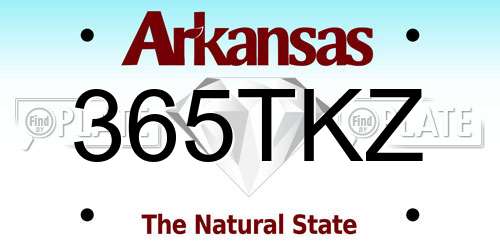 365TKZ Arkansas License Plate