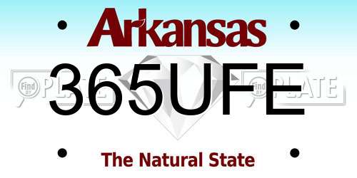365UFE Arkansas License Plate