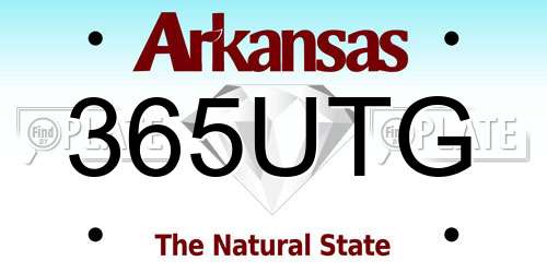 365UTG Arkansas License Plate