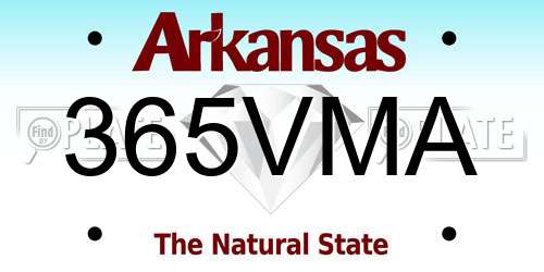 365VMA Arkansas License Plate