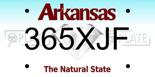 365XJF Arkansas License Plate