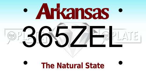365ZEL Arkansas License Plate