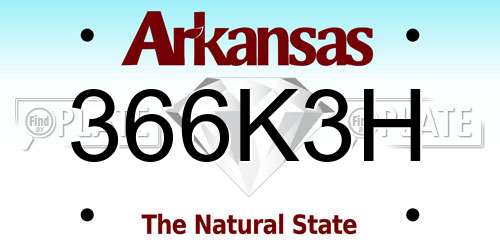 366K3H Arkansas License Plate
