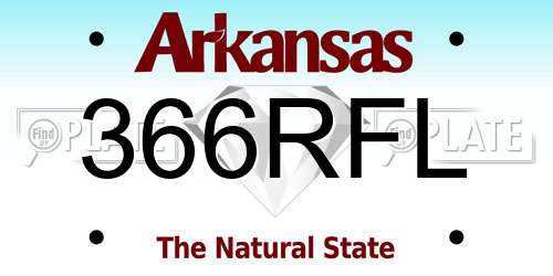 366RFL Arkansas License Plate