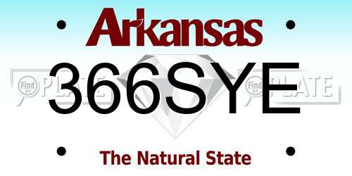 366SYE Arkansas License Plate