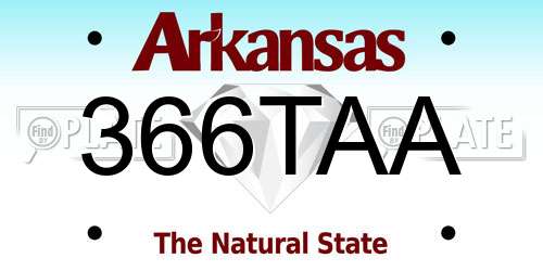 366TAA Arkansas License Plate