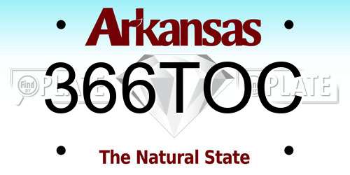 366TOC Arkansas License Plate