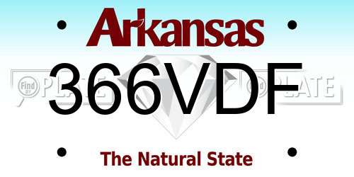 366VDF Arkansas License Plate