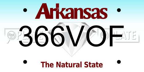 366VOF Arkansas License Plate