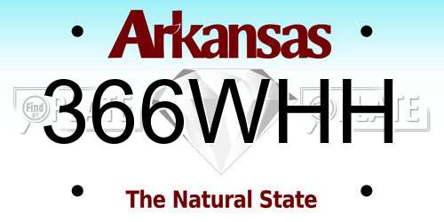 366WHH Arkansas License Plate