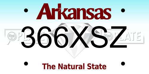 366XSZ Arkansas License Plate